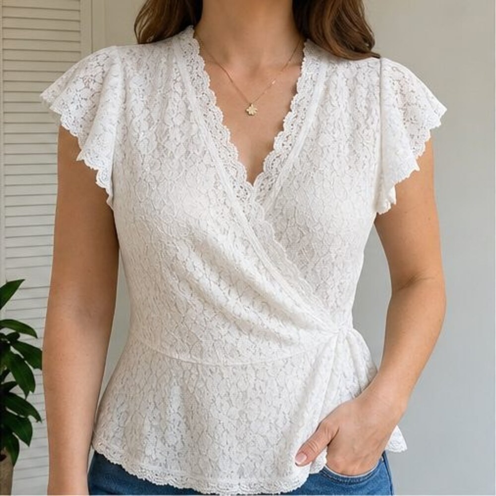 White Ruffle Blouse - Picture 2 of 6